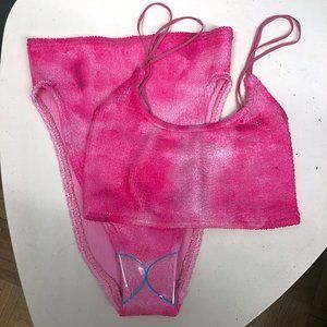 ASOS Swim Ultra High Cut Bikini, Hot Pink Tie Dye, One Size